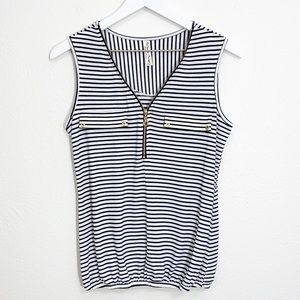 Navy & White Stripe Sleeveless Blouse